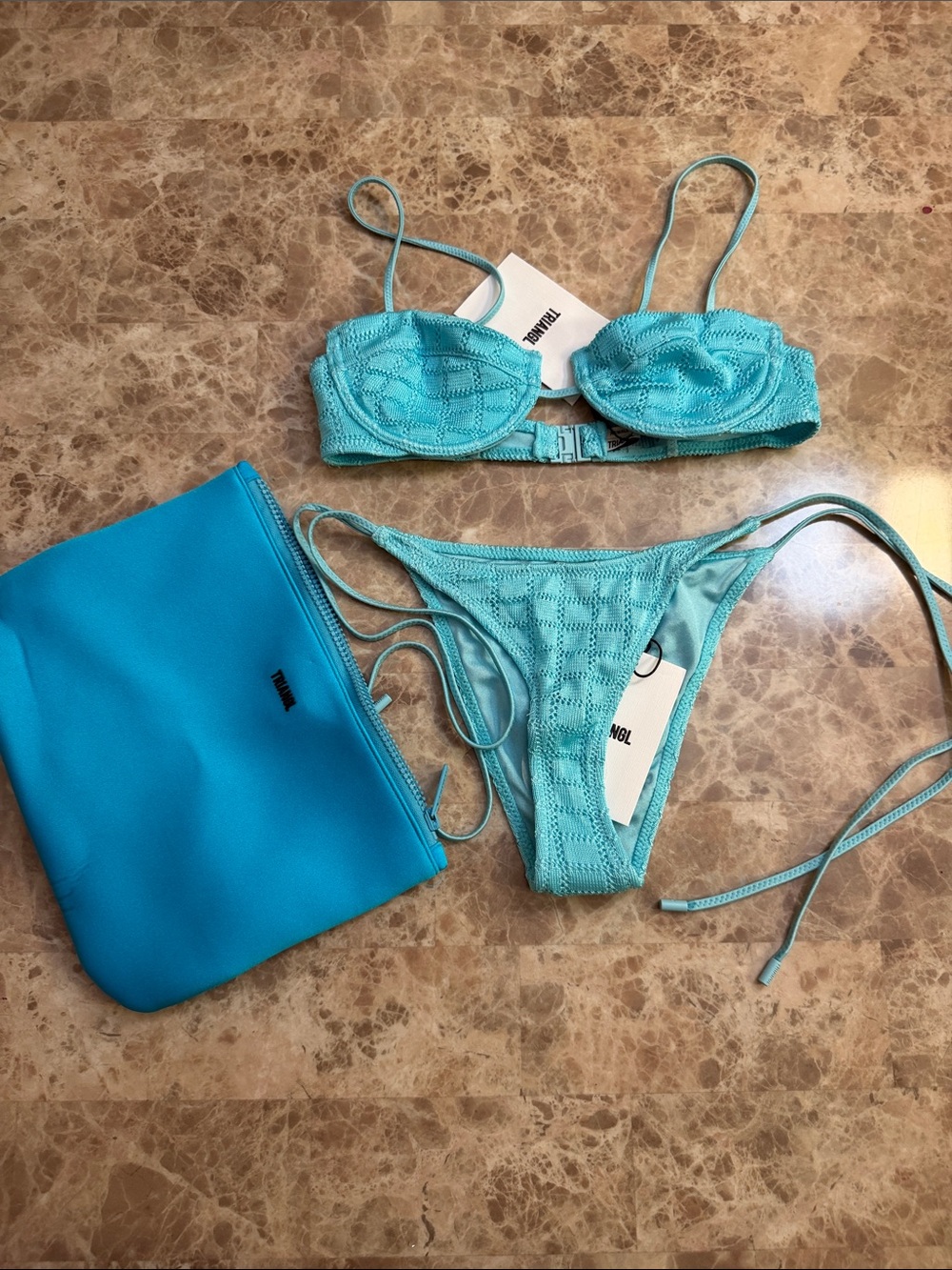 triangl swimwear Turquoise Crochet Underwire Bikini Set